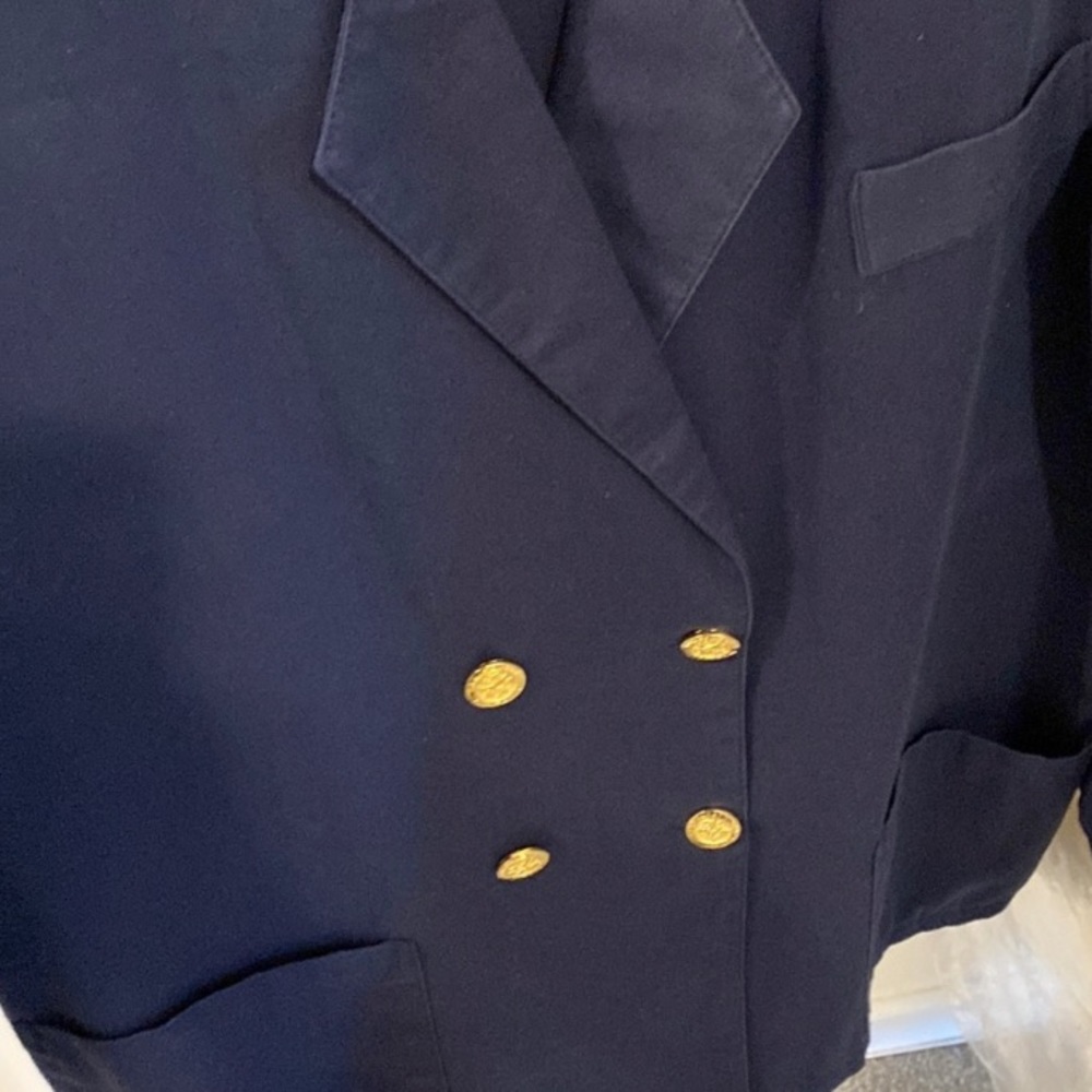 Vintage Navy Blue Blazer Sailor Blazer Jacket Buttons Double Breasted Blazer